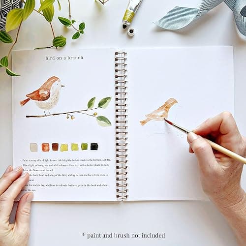 Animals Watercolor Workbook by Emily Lex Studio, 12 Beginner Friendly Sketched Illustrations, Lay Flat Spiral Pages, 6.5 x 9 inch, 120lb Watercolor Paper thumbnail 4