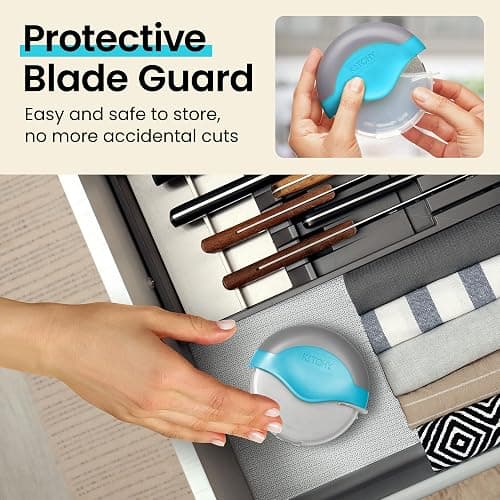 Kitchy Pizza Cutter Wheel with Protective Blade Cover, Ergonomic Pizza Slicer (Blue) thumbnail 4