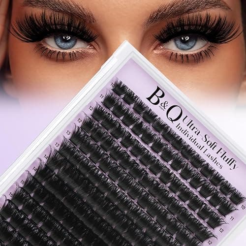B&Qaugen Lash Clusters 200D Individual Lashes Eyelash Clusters Supersoft D Curl Cluster Eyelash Extensions 10-18 Mixed Eyelash Extension Wispy Volume Cluster Lashes DIY at Home(200D-D-10-18MIX) - Image 1