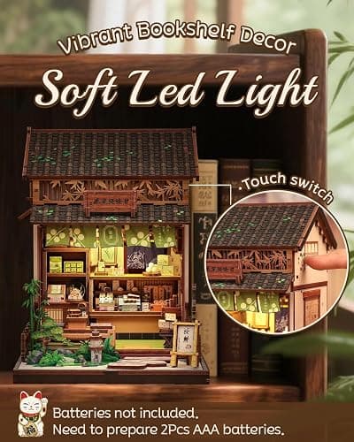 Cutefun Book Nook Kit - DIY Miniature House Kit for Adults, Teens and Beginners, Japanese Dessert Shop Booknook Tiny House Bookshelf Decor 3D Wooden Puzzles, Gifts for Friends and Family (Sweet Shop) thumbnail 4