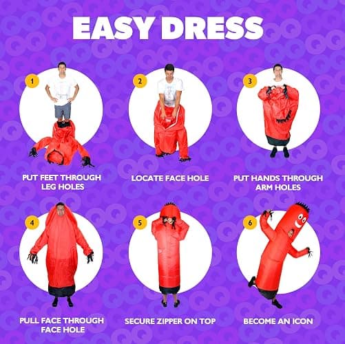LookOurWay Inflatable Tube Man Costume - Wacky Wavy Arm Guy Funny Inflatable Halloween Costume for Adults thumbnail 4