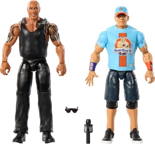 Mattel WWE Main Event Championship Showdown 2-Pack Action Figures & Accessory, Series #19 The Rock vs John Cena Collectible Set thumbnail 4