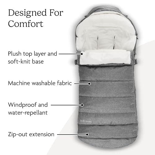 UPPAbaby CozyGanoosh 2-in-1 Seasonal Footmuff - Easily Attaches to UPPAbaby Strollers and RumbleSeat – Versatile, Ultra-Plush Zip-Out Liner for Cold Weather – Jake (Charcoal) thumbnail 4