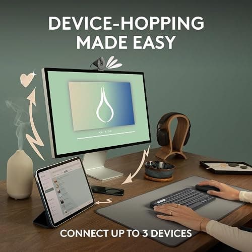 Logitech Pebble Mouse 2 M350s Slim Bluetooth Wireless Mouse, Portable, Lightweight, Customizable Button, Quiet Clicks, Easy-Switch for Windows, macOS, iPadOS, Android, Chrome OS - Tonal White thumbnail 3