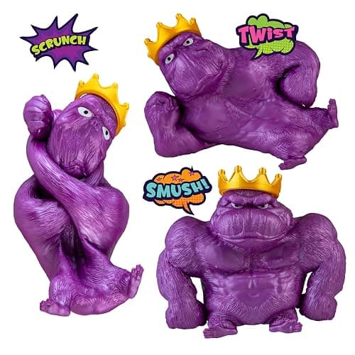 ORB Royal Funkee Monkee Jumbo Squishy Monkey Toy - Numbered Limited Edition (2500 Produced) - Big 4.5 Pound Metallic Purple Stretchy Gorilla - Collectible Splat Monkey Stress Toy for Kids and Adults thumbnail 4