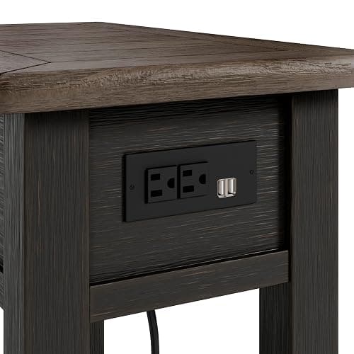 Signature Design by Ashley Tyler Creek Chair Side End Table, Plank-styled Top, Smooth-gliding Drawer, Wood, 14.13" W x 24.13" D x 24.13" H, Light Brown & Whitewash thumbnail 10