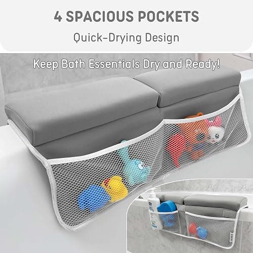 LILEKA Baby Bath Kneeler and Elbow Rest Pad Set - Non-Slip Quick Dry Bath Kneeling Pad and Bath Elbow Rest Pad with Pockets for Baby Bath Essentials thumbnail 4