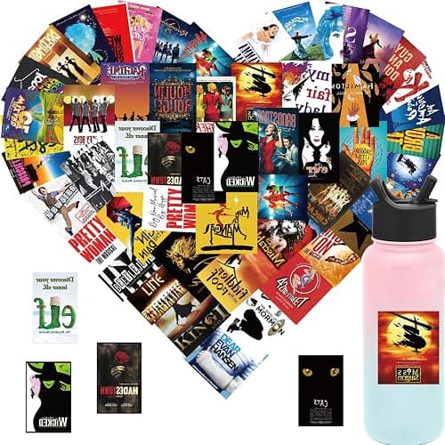 50PCs Broadway Pack Stickers,Classic Musical Play Sticker, Broadway Musical Vinyl Waterproof Decals for Laptop,Journal,Water Bottle,Wall,Theater,Dorm Deal, Poster Set Stickers for Kids,Teens,Girls thumbnail 5
