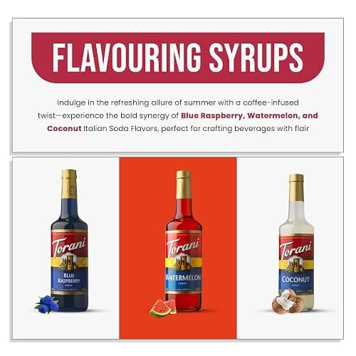 Torani Syrup Variety Pack – Blue Raspberry, Watermelon & Coconut Flavors for Italian Soda, Lemonade, Tea & Mocktails | 3 Pack with 3 Pumps thumbnail 7