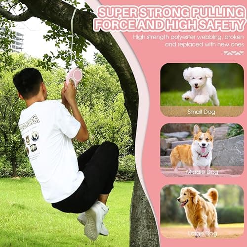 WRSOMIT Upgraded 16 Ft Retractable Dog Leash with Chew Proof Cable - Pink | Heavy Duty Dog Leash with Poop Bag Dispenser for Small Medium Large Dogs up to 120lbs, 360° No Tangle, One-Handed Brake thumbnail 2
