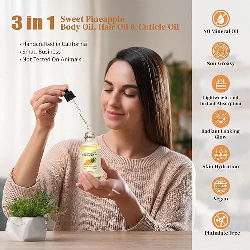 Soothing House Sweet Pineapple Body Oil - Moisturizing Body Oil for Soft, Glowing Skin with Almond & Jojoba Oil (4 fl oz) thumbnail 7