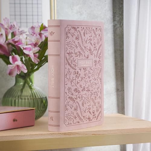 KJV Holy Bible, Giant Print Full-size Red Letter Edition, Thumb Index Tabs & Ribbon Marker, King James Version, Vegan Leather, Blush Pink, 14 pt. Type (KJV Full Size GP Editions) thumbnail 5