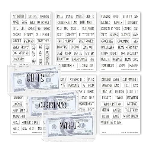 Mageeki 142 Pcs Budget Stickers for Cash Envelopes, Budget Binder Labels Vinyl Stickers for A6 Binder, Finance Planners & Money Organizer, Budgeting & Cash Tracking - Image 1