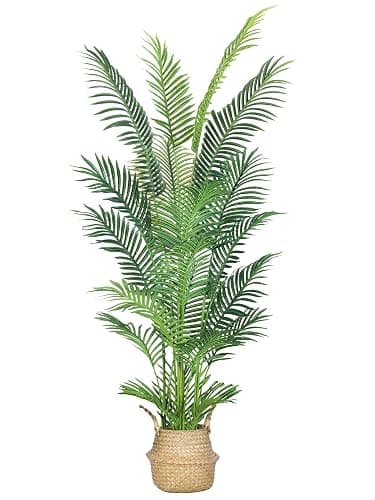 HAIHONG 6FT Artificial Palm Tree,Faux Areca Palm Plant with Real Touch Leaves and Adjustable Branches,Fake Tropical Palm Tree for Home Office Indoor Outdoor Modern Decoration - Image 1