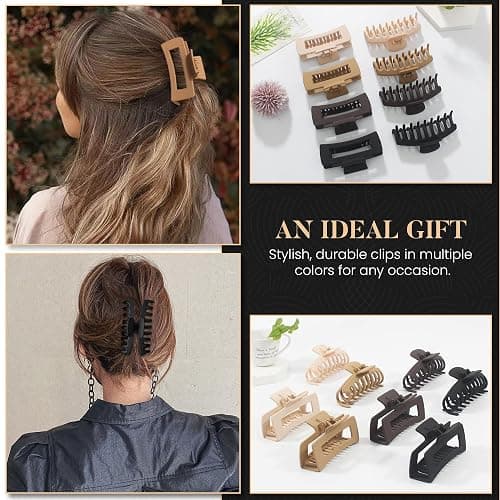 Mecool 8 Pcs Hair Claw Clips for Women Ponytail Holder Headwear Hair styling Accessories for Straight, Curly, Wavy Hair | Non Slip Hair Clips Women | Hair Products | Big Claw Clip Set thumbnail 7