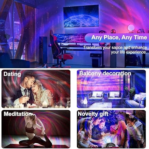 Star Projector, CIMELR Galaxy Projector with Music Bluetooth Speaker and White Noise,Night Light Projector with Remote Control,Northern Lights Aurora Projector for Home Decor,Bedroom,Ceiling (Black) thumbnail 6