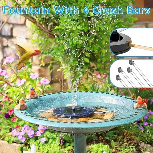 AMZtime Solar Fountain Novel Solar Water Fountain with 6 Nozzles Solar Powered Water Fountain Pump, Solar Water Feature for Outdoor Garden, Pond, Swimming Pool, and Bird Bath thumbnail 4