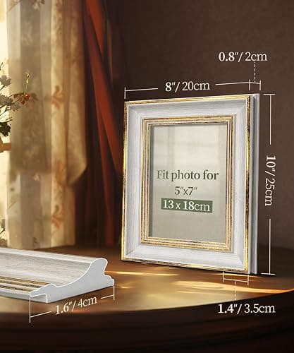 Afuly 5x7 Vintage Picture Frames Set of 3, Antique Retro Photo Frame Gold Picture Frame Tabletop Wall Hanging Home Gallery Decor Wedding Birthday Gift for Family Friends thumbnail 3
