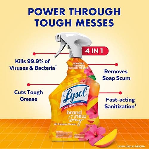 Lysol All Purpose Cleaner Spray, Multi-Purpose Disinfecting Spray, Kitchen & Bathroom Cleaner, Mango & Hibiscus Scent, 32 Fl Oz (Pack of 2) thumbnail 2