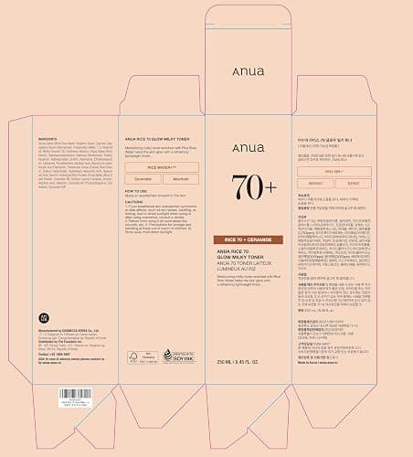 ANUA Rice 70 Glow Milky Toner, for Glass Skin, Rice Water, Niacinamide, Ceramides, Panthenol, Fragrance-Free, Non comedogenic, Fungal Acne Safe, Korean Skin Care, 250ml/8.45fl.oz. thumbnail 2