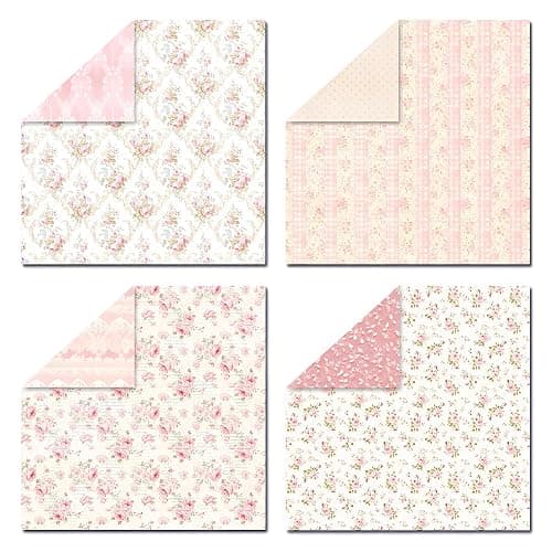 VIVIQUEN 24 Pack Pink Floral Double-Sided Paper, 12-inches Vintage Flowers Scrapbook Specialty Craft Paper Folded Flat for DIY Background Card Art Craft Making Scrapbook Photo Album Decor thumbnail 9