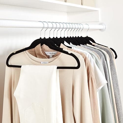 Amazon Basics Slim, Velvet, Non-Slip Suit Clothes Hangers, Pack of 50, Black thumbnail 7