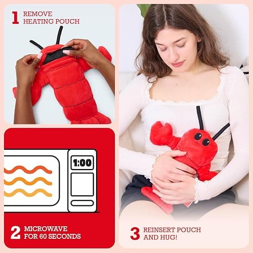 Menstruation Crustacean Lobster by Relatable, Funny Microwavable Heating Pad for Period Cramps, A Thoughtful Holiday Selft Care Gift or Stocking Stuffer for Teens, Women, and Friends thumbnail 3