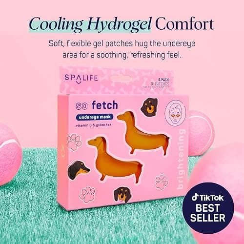 SpaLife So Fetch Hydrogel Under Eye Patches for Dark Circles | Mothers Day Gifts | Dachshund Under Eye Patches for Puffy Eyes | Weiner Dog Undereye Bags | Pack of 8 Pairs (8 Undereye Treatments) thumbnail 7