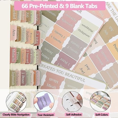32Pcs Bible Journaling Kit,Bible Study Supplies with 6pcs Highlighters No Bleed,75 Laminated Tabs,5 Magnetic Bookmarks,300 Sticky Notes,6 Color Pens with Refills,Bible Journaling Supplies for Women thumbnail 5