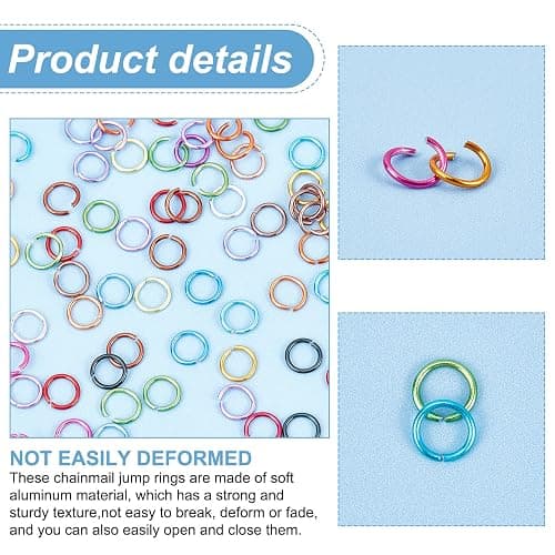 PH PandaHall 8400pcs Aluminum Open Jump Rings 6mm Chainmail Rings Open Jump Rings 24 Color Jewelry Findings for Choker Necklaces Bracelet Earring Chain Maille Jewelry Making thumbnail 4