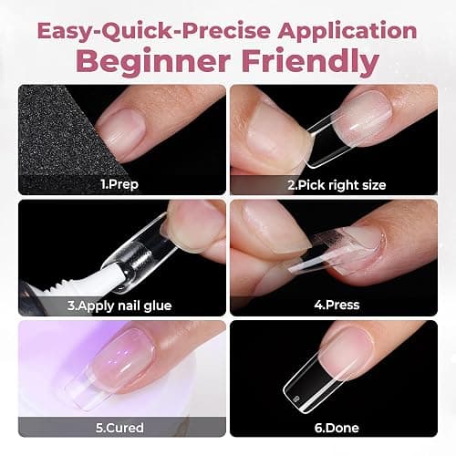 UNA GELLA Medium Square Nail Tips, 312pcs Medium Gel Nail Tips Square | Pre Etched Full Cover False Acrylic Nails Tips for Press On Nails DIY Art Salon 12 Sizes thumbnail 9