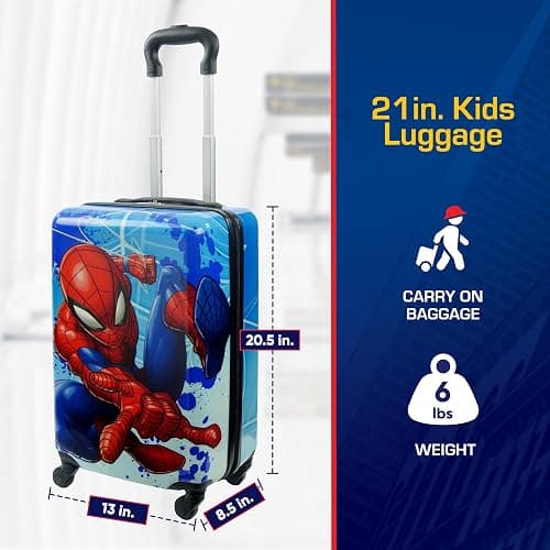 FUL Marvel Spider-Man 21 Inch Kids Carry On Luggage, Hardshell Rolling Suitcase with Spinner Wheels, Multi thumbnail 7