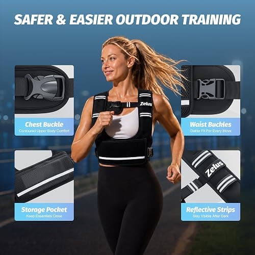 ZELUS Adjustable Weighted Vest for Women Men, Ergonomic Fit Training Vest | Available in 4–10 LB, 11–20 LB, and 20–32 LB Options with 6 Removable Weights for Walking, Cardio, and Strength Training thumbnail 5