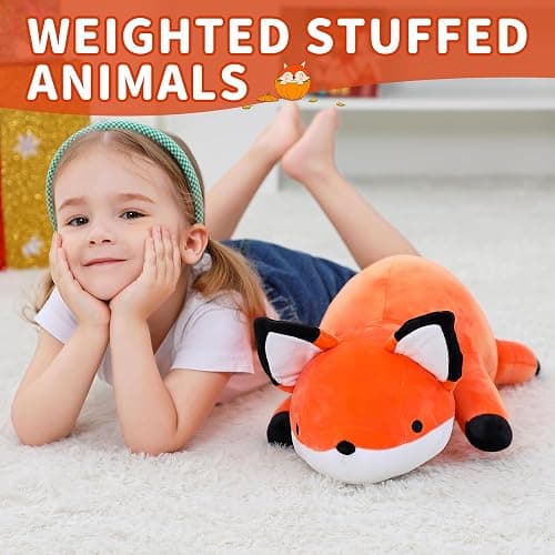 WeBingo Weighted Stuffed Animals, 24" Weighted Fox Plush Toy 4.2 Lb Soft Pillow Cute Giant Plushie Gifts for Kids & Adults(Fox) thumbnail 4