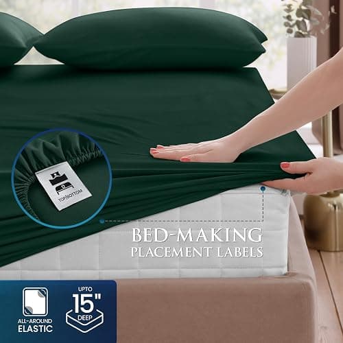 Utopia Bedding Queen Sheet Set - Brushed Microfiber - Soft Bed Sheets for Queen Size Bed Set - Includes 1 Fitted, 1 Flat, & 2 Pillow Cases - Deep Pocket (Emerald) - 07 - Emerald - Queen thumbnail 3