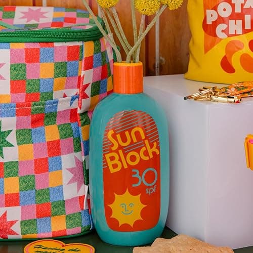 ban.do Vintage Inspired Sunblock Bottle Vase, Decorative Ceramic Vase, Large Flower Vase, Unique Sunblock Decor for Home/Kitchen/Office thumbnail 2