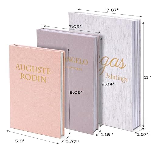 XKDOUS Set of 3 Linen Decorative Books with Gold Foil Cover Faux Book Storage Box for Coffee Table, Bathroom Shelf & Home Decor thumbnail 3