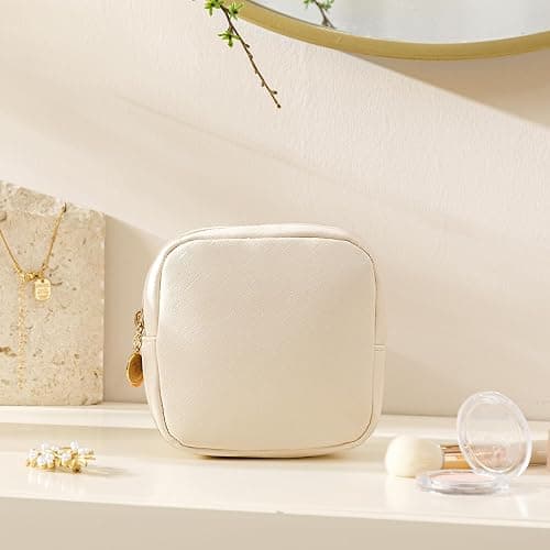 HBselect Small Makeup Bag for Purse Mini Make up Pouch Cute Cosmetic Pouch Make Up Organizer Case for Backpack Toiletry Bag Waterproof Square Pouch with Zipper for Women with Slip-in Pockets thumbnail 2