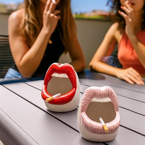 Fisura – Aschenbecher Keramik rosa mit originellem Design, tragbar und witzig für drinnen oder draußen geeignet. Lustige Geschenkidee. Maße: 13 x 8 x 5 cm. thumbnail 2