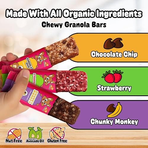 Snakkidz Organic Chewy Granola Bars for Kids, Allergen-Free, Nut-Free, Gluten-Free, Low Sugar Snack Bars Made with Avocado Oil, Individually Wrapped, School Lunch Snacks, Bulk Pack of 45, Variety Pack thumbnail 6