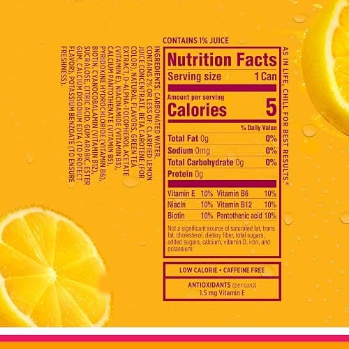 Sparkling Ice Classic Lemonade Sparkling Water, with Antioxidants and Vitamins, Zero Sugar, 7.5 fl oz Mini Cans (Pack Of 10) thumbnail 5