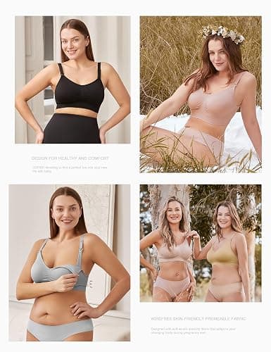 HOFISH Maternity Nursing Bras for Breastfeeding Comfort Seamless Wirefree Pregnancy Bras S-XXL with Bra Extenders & Clips thumbnail 7