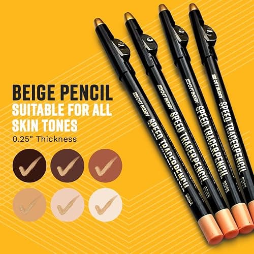 The Cut Buddy Beige Speed Tracer Barber Pencil 4-Pack with Sharpener, Outline Beard & Hairline Before Trimming, for All Skin Types thumbnail 2