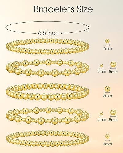 Howoo Bracelets for Women Stretch Beaded Bracelets Stackable Bead Ball Bracelet for Women Trendy Gift thumbnail 7