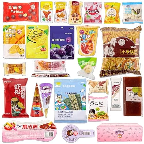Mckona Chinese Snack Box, 26 Count Asian Snacks Variety Pack for Adults, Individually Wrapped Assorted Snack Box with Candy, Jelly, Dried Fruit, Puffed, Tofu Snacks & Savory Treats, Snack Gift Box thumbnail 3
