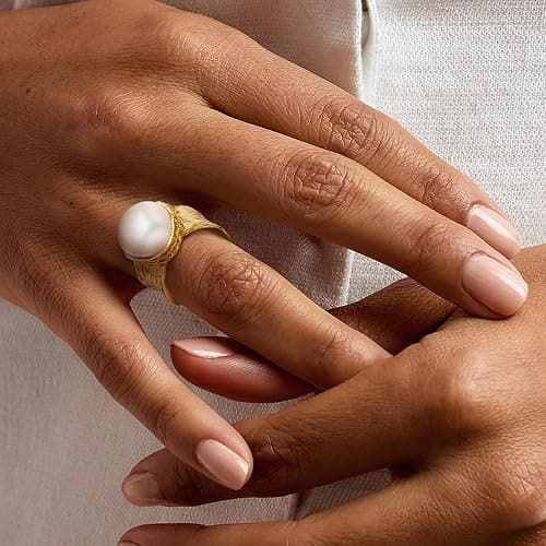 Ross-Simons 12mm Cultured Button Pearl Ring in 18kt Gold Over Sterling thumbnail 2