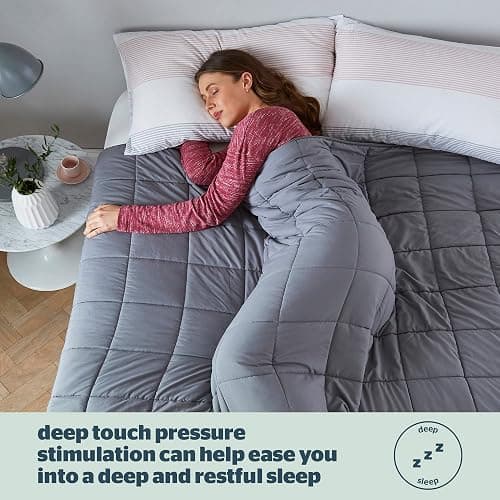 Silentnight Wellbeing Weighted Blanket - Anxiety & Stress Relief for Adults Insomnia Therapy - Sensory Calming Heavy Quilted Hug Blanket - 6.8kg, 150x200cm, Grey thumbnail 3