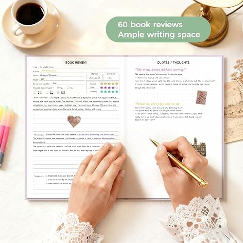 Verveorig Book Reading Journal with 60 Reviews, Reading Accessories & Bookish Gifts for Books Lovers & Readers Women, Hardcover Book Tracker Reading Log Journal, 5.7" x 8.3", Purple thumbnail 4
