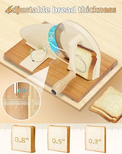 Redants Manual Bread Slicer for Homemade Sourdough Bread | Versatile Hand Crank Bread Slicer, Adjustable Thickness for Smooth Cutting, Food Grade Stainless Steel (Cream) thumbnail 5