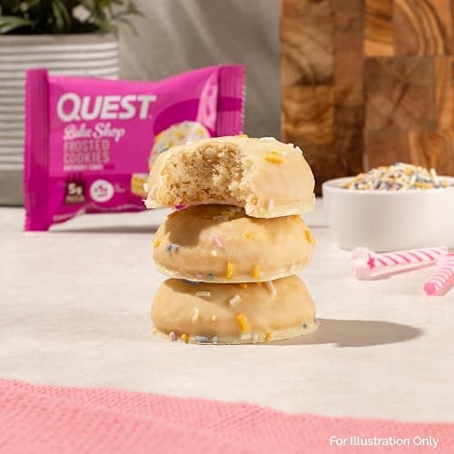 Quest Nutrition Frosted Protein Cookies, Birthday Cake, 1g Sugar, 10g Protein, 2g Net Carbs, Gluten Free, 8 Cookies thumbnail 4